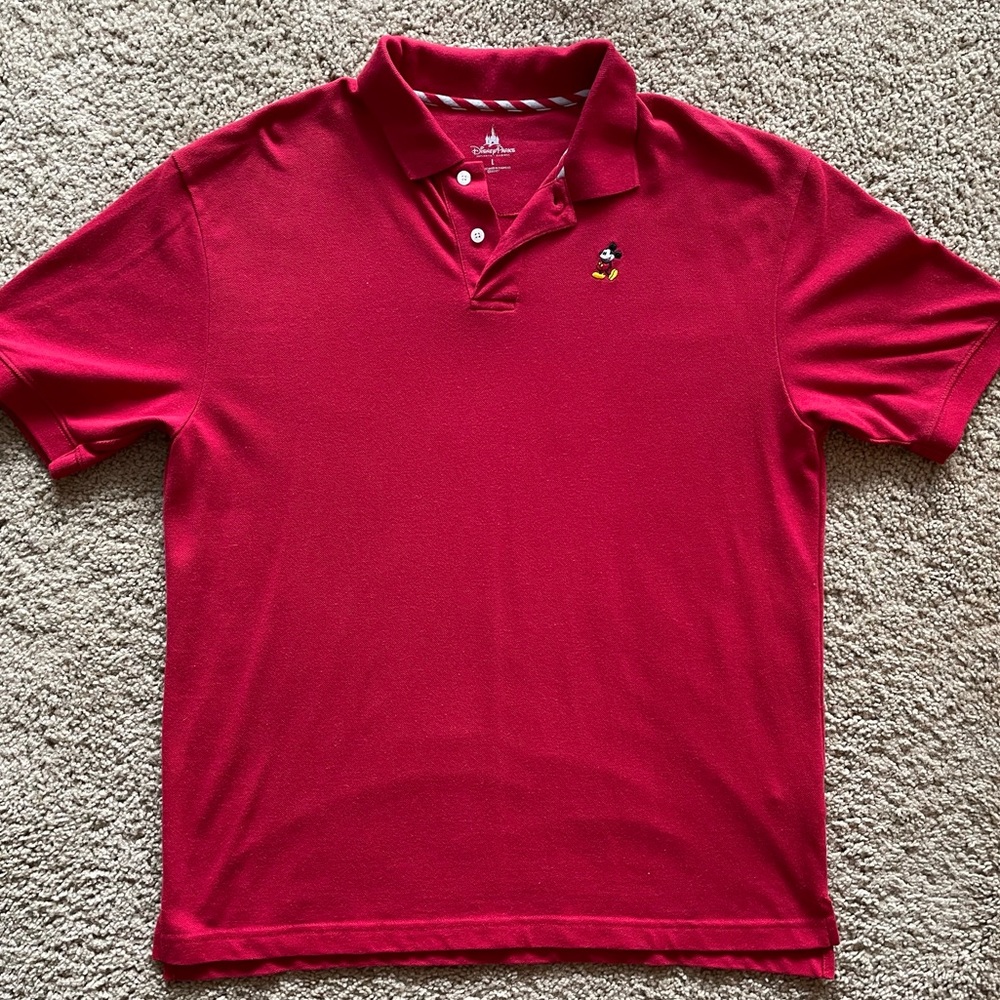Vintage Red Pique Mickey Mouse Polo Disney Parks